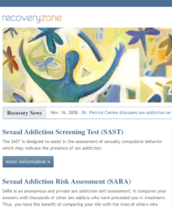 The Recovery Zone (SAST, SARA, and PSS assessment tools located here)